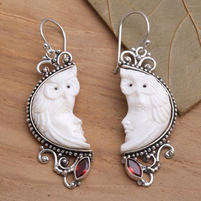 Alternate image for Garnet Owl Themed Dangle Earrings Owl Protector