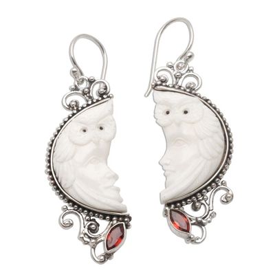 Alternate image for Garnet Owl Themed Dangle Earrings Owl Protector
