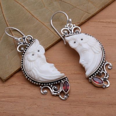 Alternate image for Garnet Owl Themed Dangle Earrings Owl Protector