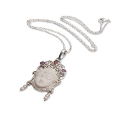 Alternate image for Multi-Gemstone Sterling Silver Buddha Necklace from Bali Buddhas Earrings