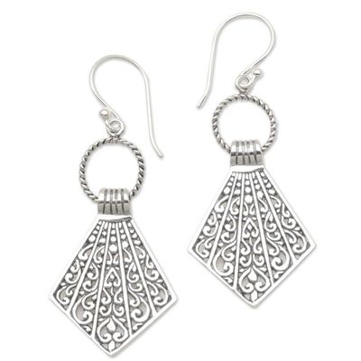 Alternate image for Balinese Sterling Silver Dangle Earrings Lamak Flags