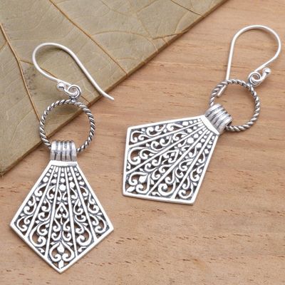 Alternate image for Balinese Sterling Silver Dangle Earrings Lamak Flags
