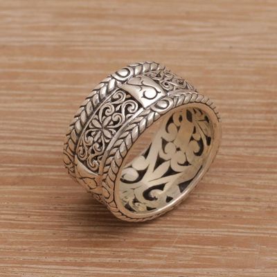 Alternate image for Handmade 925 Sterling Silver Floral Motif Band Ring Valley of the King