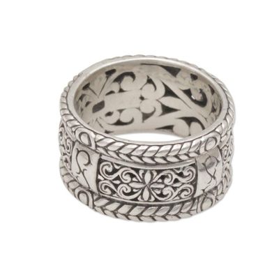 Alternate image for Handmade 925 Sterling Silver Floral Motif Band Ring Valley of the King