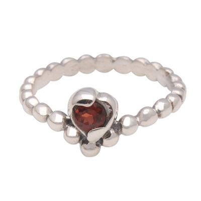 Alternate image for Dot Pattern Garnet Solitaire Ring from Bali Lined with Dots