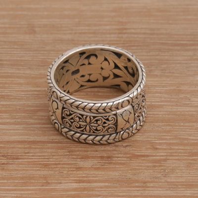 Alternate image for Handmade 925 Sterling Silver Floral Motif Band Ring Valley of the King
