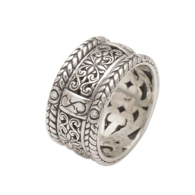 Alternate image for Handmade 925 Sterling Silver Floral Motif Band Ring Valley of the King