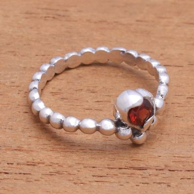 Alternate image for Dot Pattern Garnet Solitaire Ring from Bali Lined with Dots