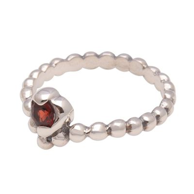 Alternate image for Dot Pattern Garnet Solitaire Ring from Bali Lined with Dots