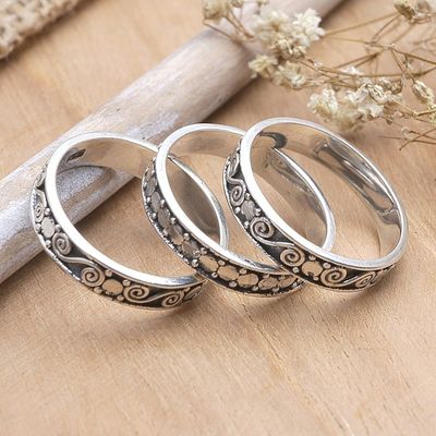 Alternate image for Handmade Sterling Silver Stacking Rings Set of 3 Together
