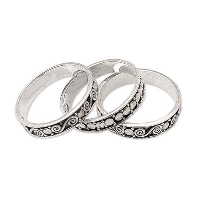 Alternate image for Handmade Sterling Silver Stacking Rings Set of 3 Together