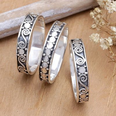 Alternate image for Handmade Sterling Silver Stacking Rings Set of 3 Together