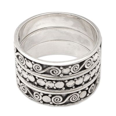 Alternate image for Handmade Sterling Silver Stacking Rings Set of 3 Together