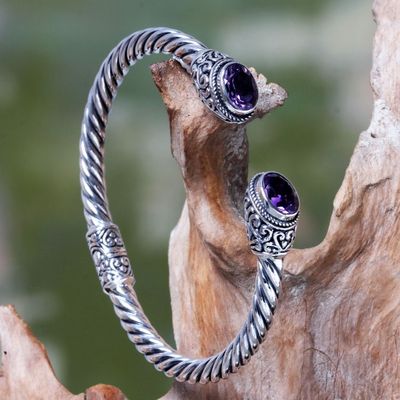 Alternate image for Bali Jewelry Sterling Silver Cuff Bracelet with Amethyst Bali Splendor