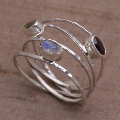 Alternate image for Unique Multigemstone Sterling Silver Ring from Bali Brilliant Majesty