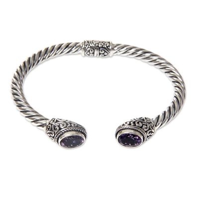 Alternate image for Bali Jewelry Sterling Silver Cuff Bracelet with Amethyst Bali Splendor