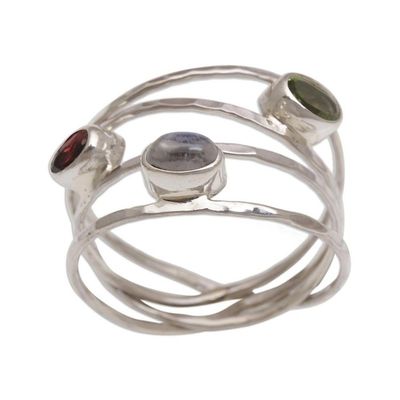 Alternate image for Unique Multigemstone Sterling Silver Ring from Bali Brilliant Majesty