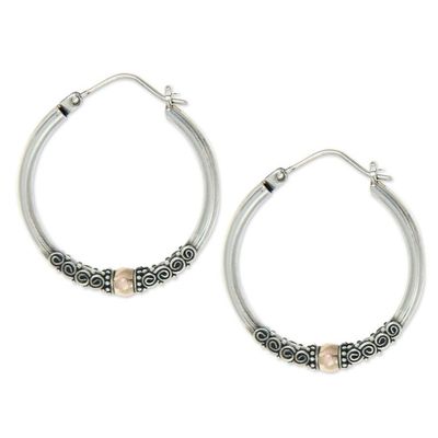 Alternate image for Fair Trade Gold Accented Sterling Silver Hoop Earrings Cloud-Kissed Moon