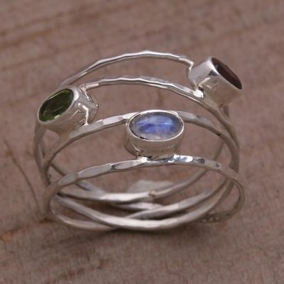 Alternate image for Unique Multigemstone Sterling Silver Ring from Bali Brilliant Majesty