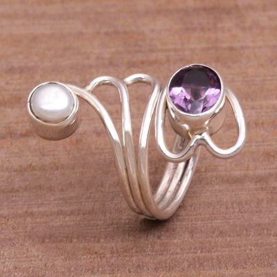 Alternate image for Amethyst and Pearl Ring Pure in Heart