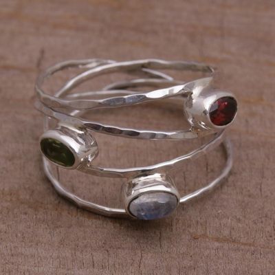 Alternate image for Unique Multigemstone Sterling Silver Ring from Bali Brilliant Majesty
