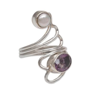 Alternate image for Amethyst and Pearl Ring Pure in Heart