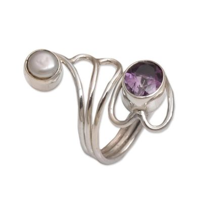 Alternate image for Amethyst and Pearl Ring Pure in Heart
