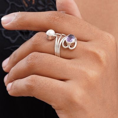 Alternate image for Amethyst and Pearl Ring Pure in Heart