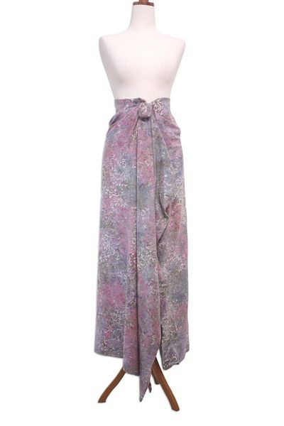Alternate image for Colorful Rayon Sarong with Batik Leafy Pattern from Bali Happy Foliage