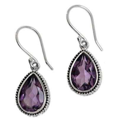 Alternate image for 925 Silver Earrings with Amethyst Total 8 Carats from Bali Sparkling Dew