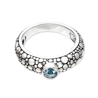 Alternate image for Single Stone Ring with a Faceted Blue Topaz Jewel from Bali Harmonious Ocean