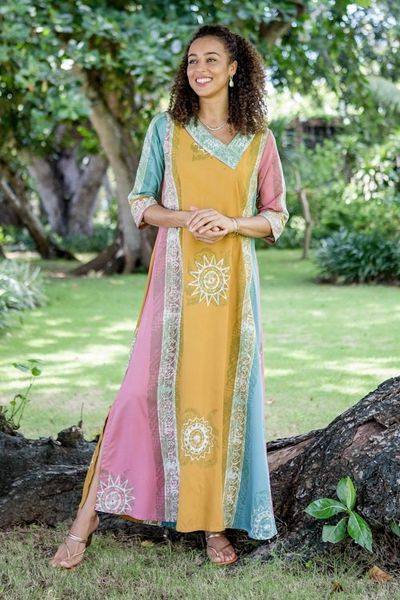 Alternate image for Batik-Dyed Rayon Maxi Dress from Bali Slow Day in Amber