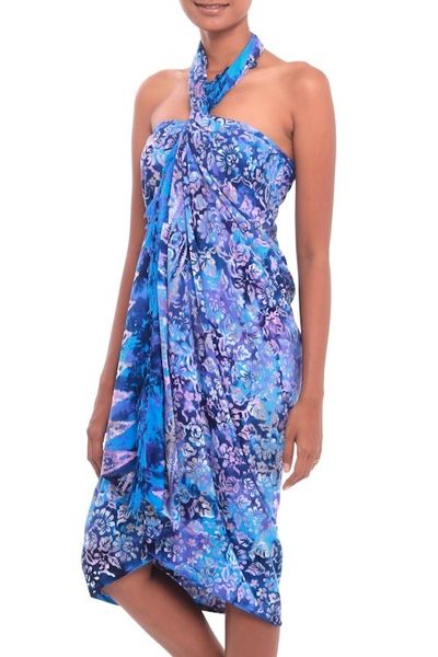 Alternate image for Floral Batik Rayon Sarong from Bali Regal Roses