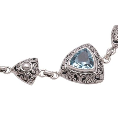 Alternate image for Triangular Blue Topaz Link Bracelet from Bali Triangles of Swirls