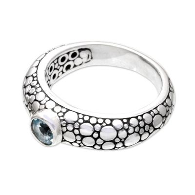 Alternate image for Single Stone Ring with a Faceted Blue Topaz Jewel from Bali Harmonious Ocean