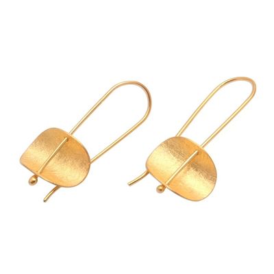 Alternate image for Modern 18k Gold Plated Sterling Silver Drop Earrings Urban Minimalism