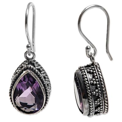 Alternate image for 925 Silver Earrings with Amethyst Total 8 Carats from Bali Sparkling Dew