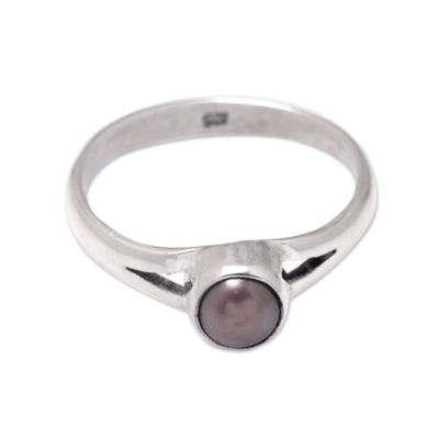 Alternate image for Sterling Silver Solitaire Ring with Brown Cultured Pearl Petite Chic