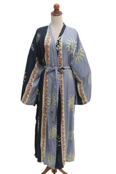 Alternate image for Belted Batik Rayon Robe from Bali Chakra Burst