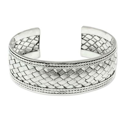 Alternate image for Hand Woven Sterling Silver Cuff Bracelet Pandan Weaving