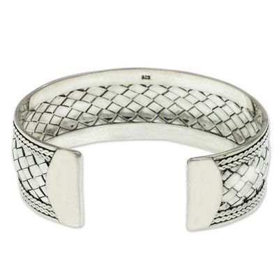 Alternate image for Hand Woven Sterling Silver Cuff Bracelet Pandan Weaving