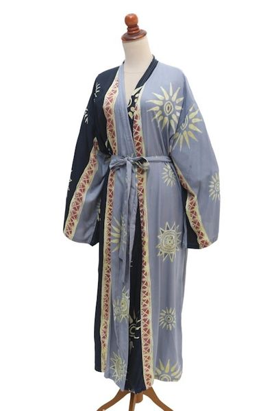 Alternate image for Belted Batik Rayon Robe from Bali Chakra Burst