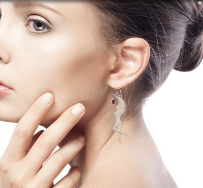 Alternate image for Garnet and Bone Angel Dangle Earrings from Bali Dancing Angels