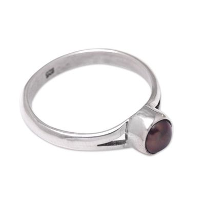 Alternate image for Sterling Silver Solitaire Ring with Brown Cultured Pearl Petite Chic
