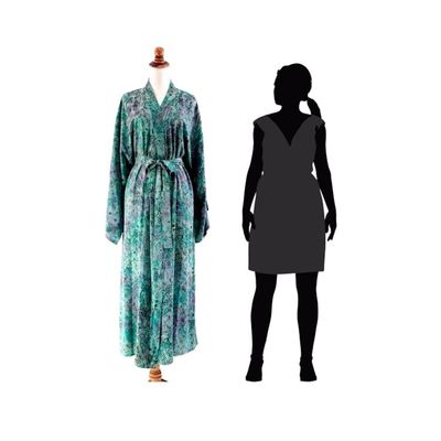 Alternate image for Artisan Crafted Womens Rayon Batik Robe Misty Javanese Forest