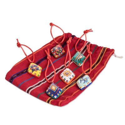 Alternate image for Handmade Ceramic Christmas Ornaments Set of 6 Festive Guatemala