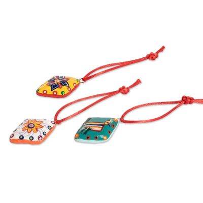 Alternate image for Handmade Ceramic Christmas Ornaments Set of 6 Festive Guatemala