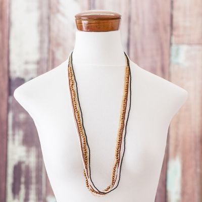 Alternate image for Earth Tones and Black Beaded Necklaces Set of 5 Golden Ethereal Fusion