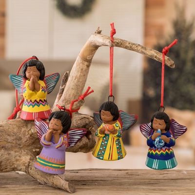 Alternate image for Unique Central American Ceramic Ornaments Set of 4 Angels