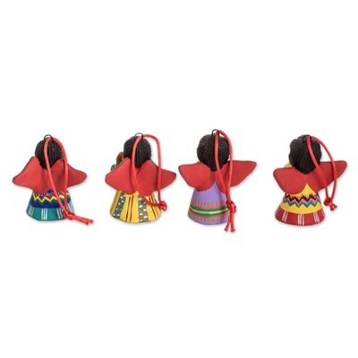 Alternate image for Unique Central American Ceramic Ornaments Set of 4 Angels